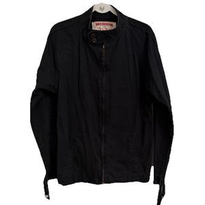 True Religion World Tour Jacket Mens Medium Black Full Zip Y2K Streetwear Moto